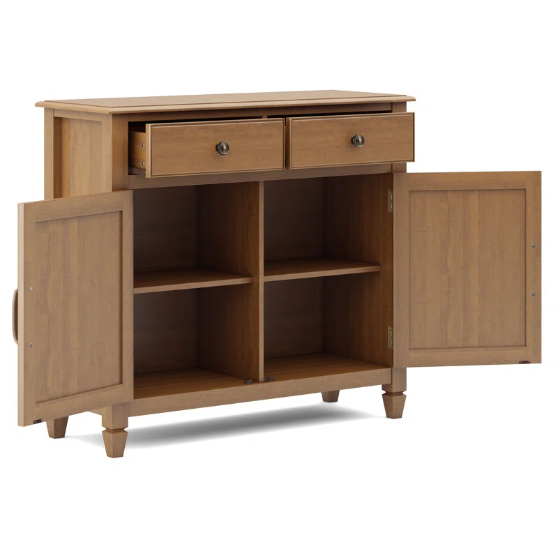 Simpli Home Connaught 40"W Solid Wood 2-Shelf Entryway Storage Cabinet with 2 Storage Drawers