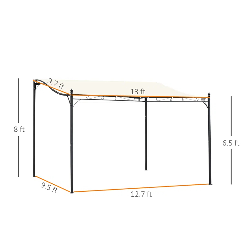 Outsunny 13 Ft.W x 10 Ft. D Canvas Pergola with Canopy