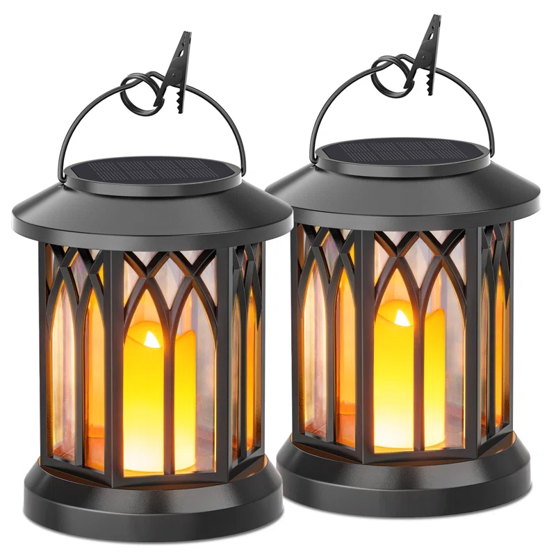 KOOPER Solar Lantern Outdoor Lights, Upgraded Flickering Candle Solar Lanterns Lights Outdoor Waterproof, Hanging Outdoor Solar Lanterns Lights, Solar Powered Lanterns For Yard Garden Decor (Set of 2)