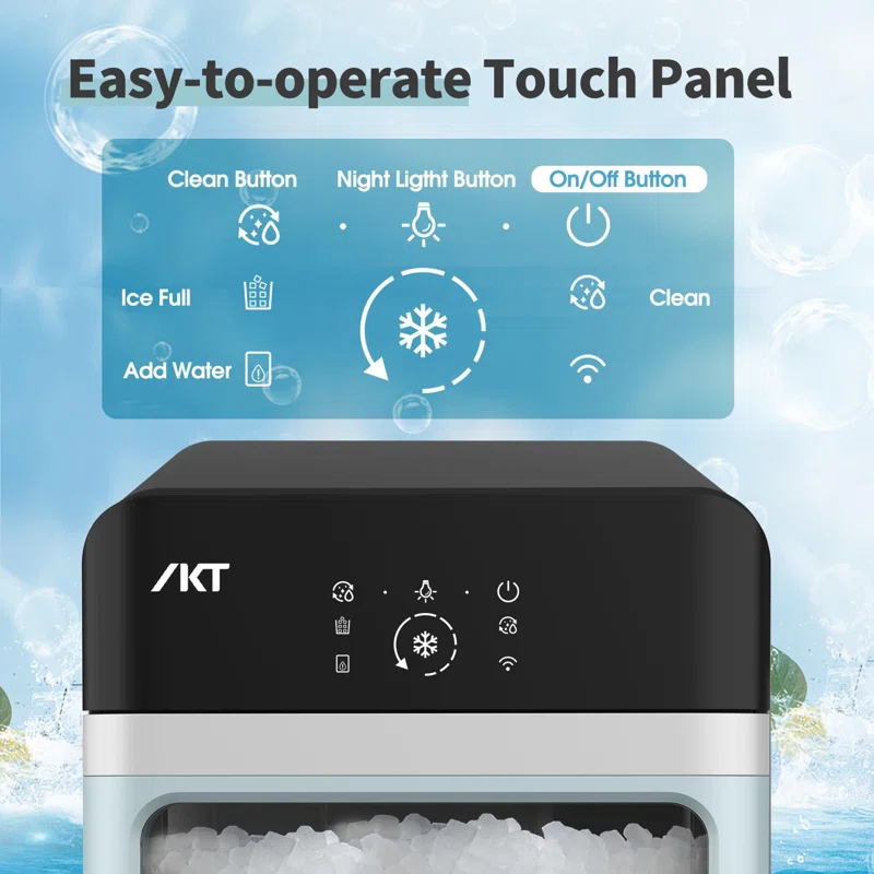 IKT Ikt Countertop Nugget Ice Maker With Side Water Tank Self-cleaning Led Light Ice Scoop 44 Lbs Daily Capacity Green