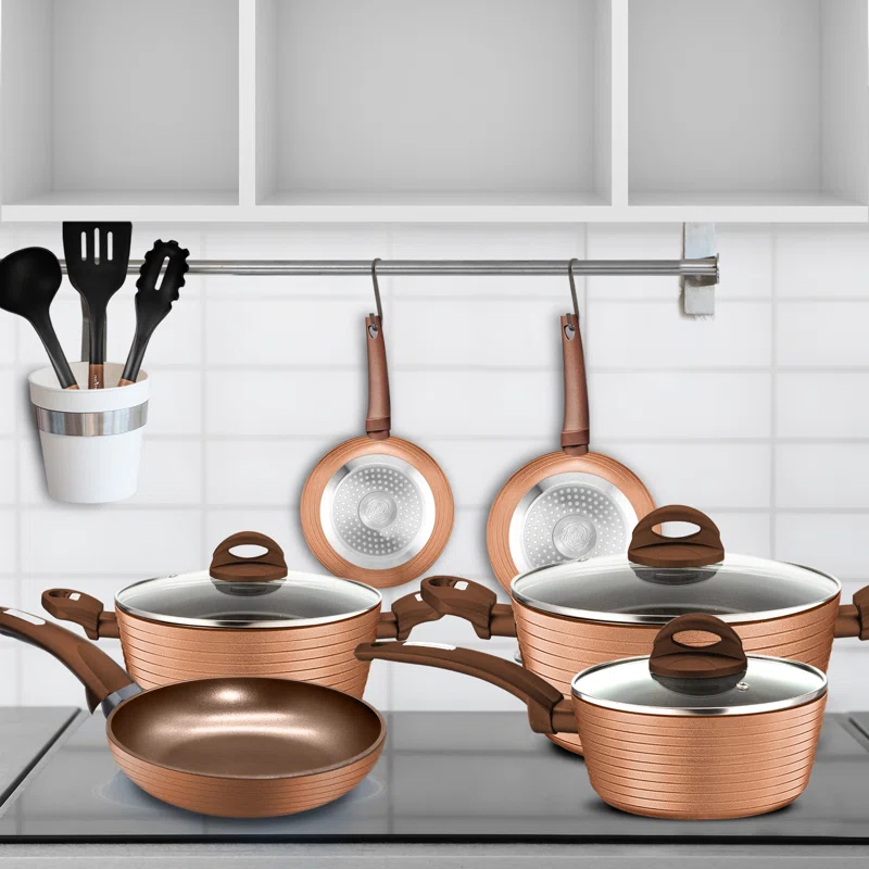 NutriChef 12 - Piece Non-Stick Aluminum Cookware Set