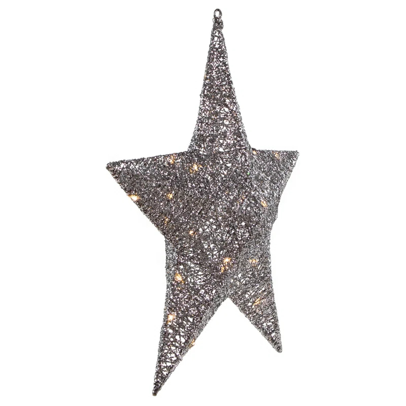 Northlight Seasonal 18" LED Lighted Silver Hanging Star Outdoor Christmas Decoration