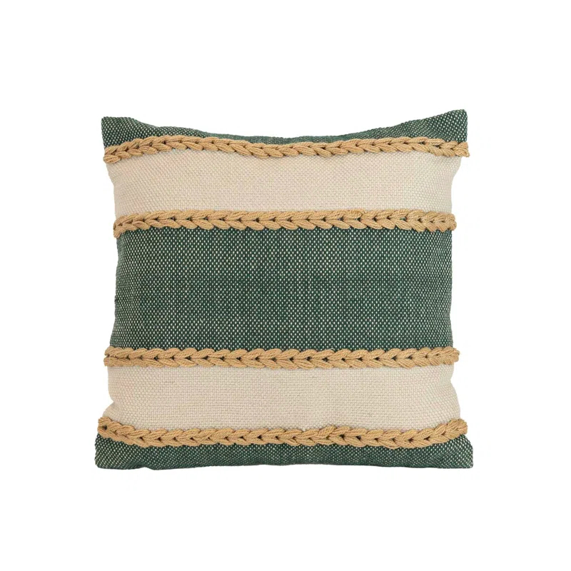 Foreside Home & Garden Foreside Home & Garden 20x20 Outdoor Indoor Wide Stripe Filled Throw Pillow Green Polyester