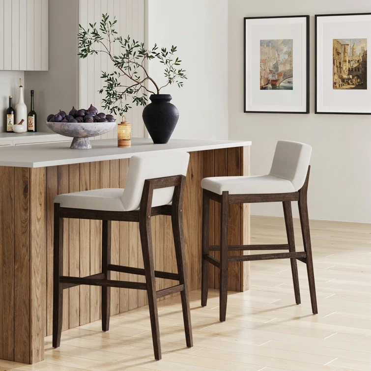 Nathan James Siping Upholstered Wooden Stool