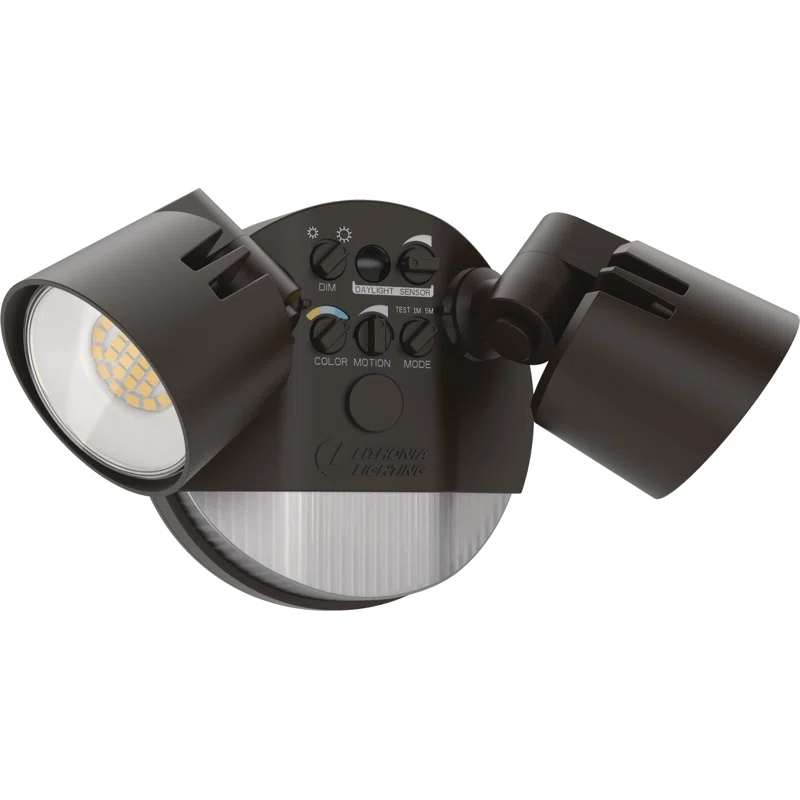 Lithonia Lighting 2 - Head Hardwired Dusk to Dawn Outdoor Security Flood Light with Motion Sensor