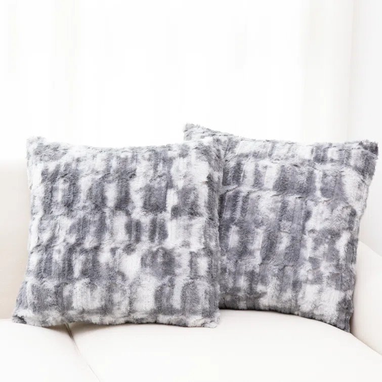 Cheer Collection Geometric Faux Fur Throw Pillow