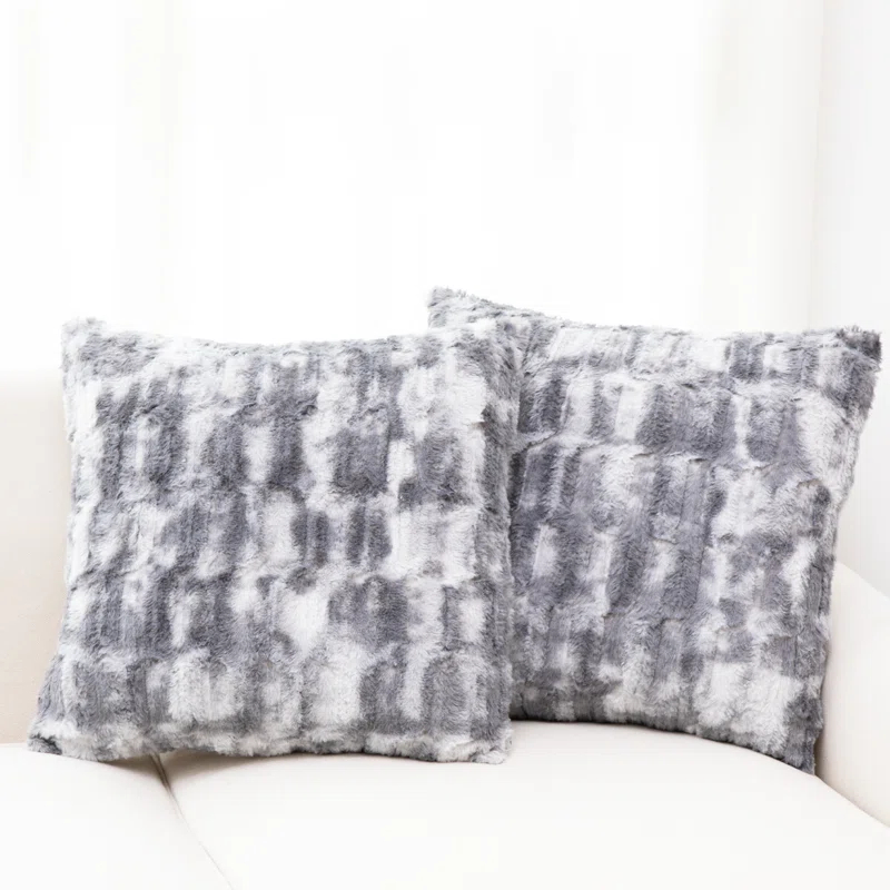 Cheer Collection Geometric Faux Fur Throw Pillow