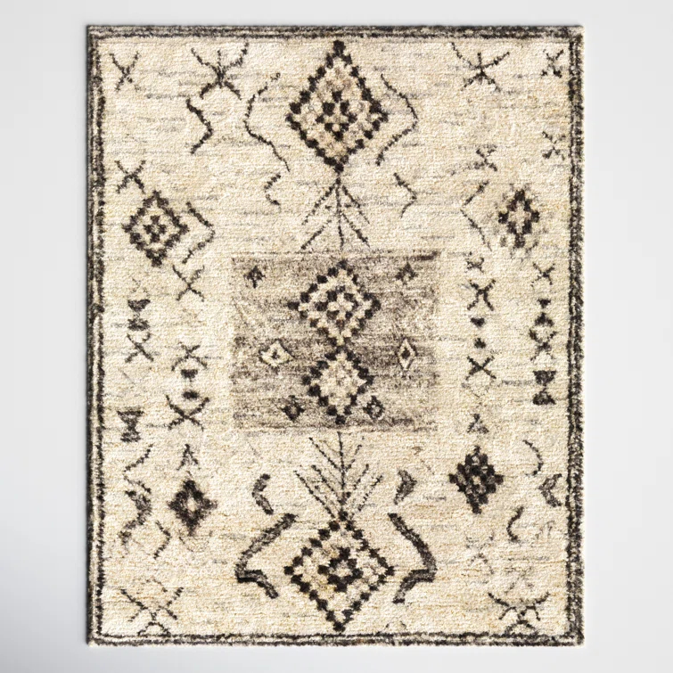 Clive Southwestern Hand-Knotted Wool Cream/Gray/Black Area Rug