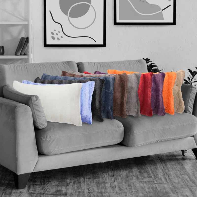 Cheer Collection Faux Fur Throw Pillow (Set of 2)