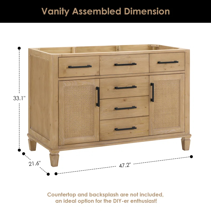 Solana 47.2" Single Bathroom Vanity Base Only in Weathered Fir