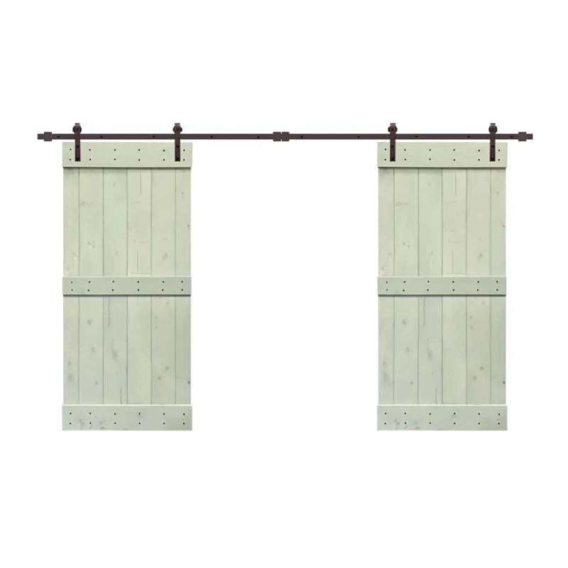 Calhome 84'' Solid Wood Paneled Painted with Installation Hardware Kit Barn Door