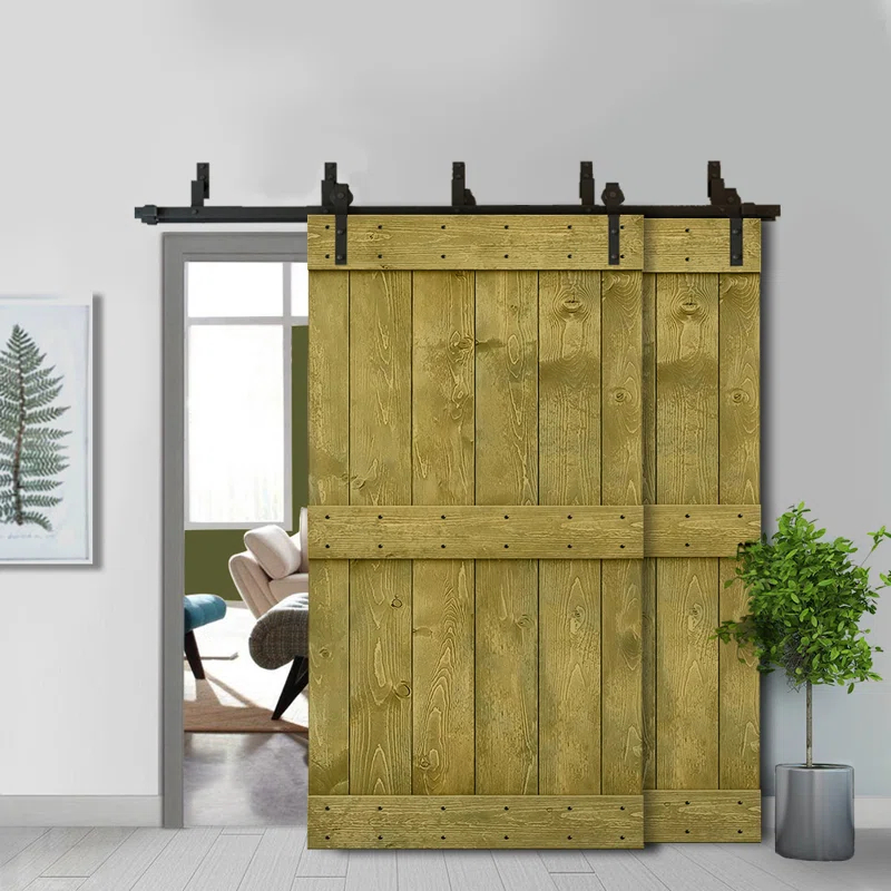 Calhome 84'' Solid Wood Paneled Painted with Installation Hardware Kit Barn Door