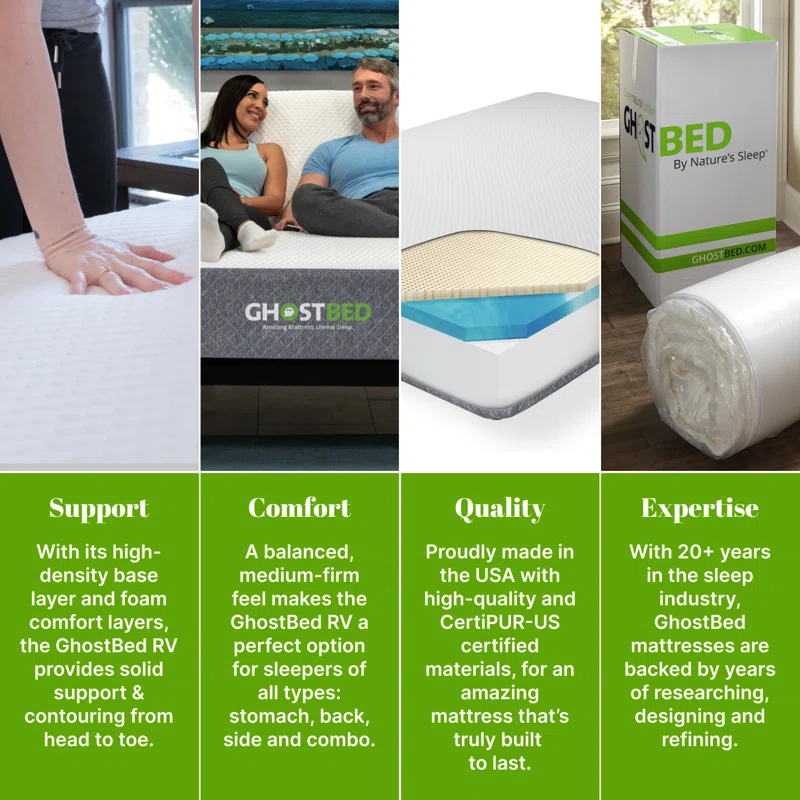 GhostBed GhostBed 10" Short Low Profile Memory Foam Mattress