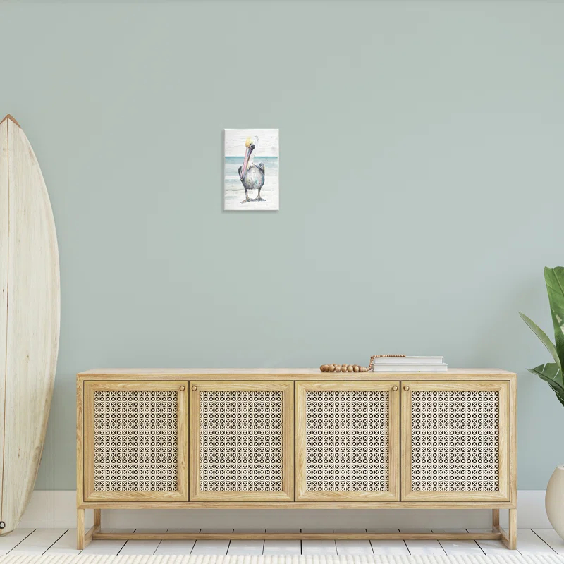 Stupell Industries " Pelican Bird Standing Beach Sand Grain Pattern " by Patricia Pinto