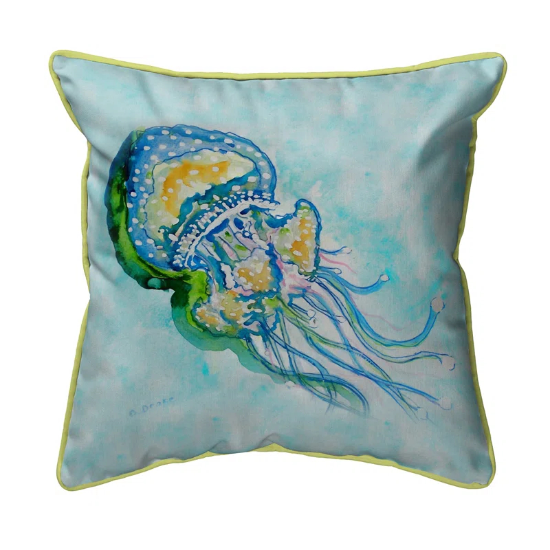 Betsy Drake Interiors Jellyfish Indoor/Outdoor Throw Pillow