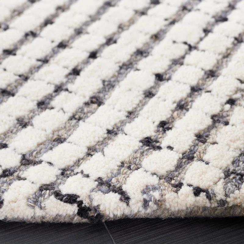 Abstract Hand Tufted Wool Checkered Rug
