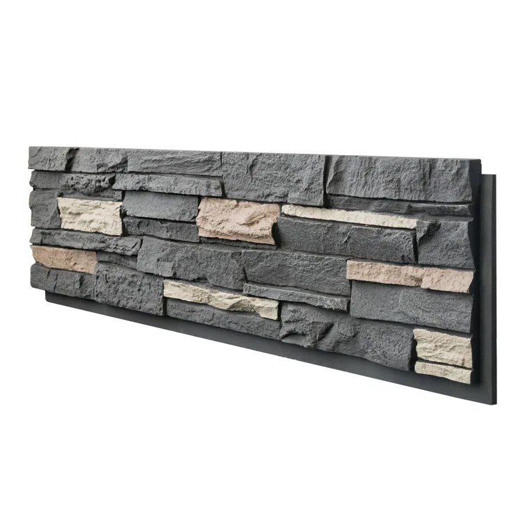 HOMEIBRO Faux Stone Wall Covering Panels for Interior and Exterior Decor Panels in Roman Brown Stone (6 pack)