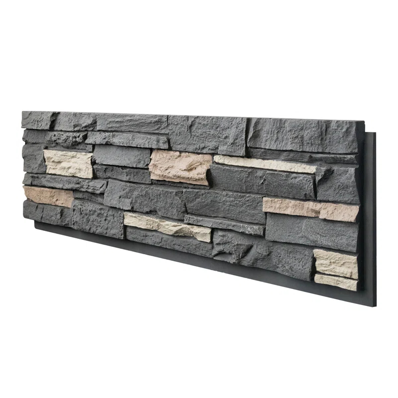 HOMEIBRO Faux Stone Wall Covering Panels for Interior and Exterior Decor Panels in Roman Brown Stone (6 pack)