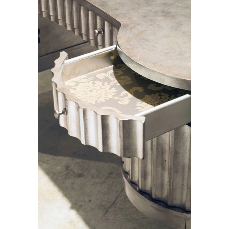 Melange Curved Solid Wood Top Executive Desk
