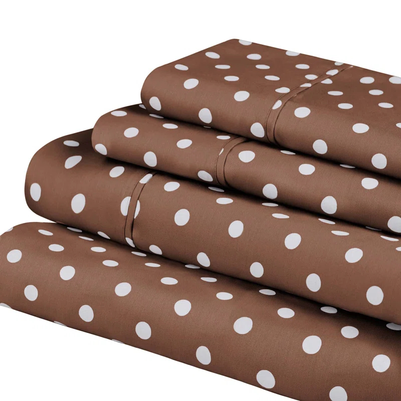 Superior Impressions Polka Dots 600 TC Cotton Poly Blend Deep Pocket Bed Sheet Set