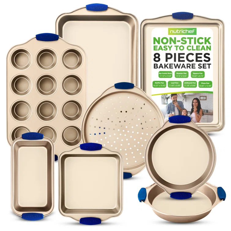 Nutrichef 8 Piece Non-Stick Steel Bakeware Set & Reviews | Wayfair