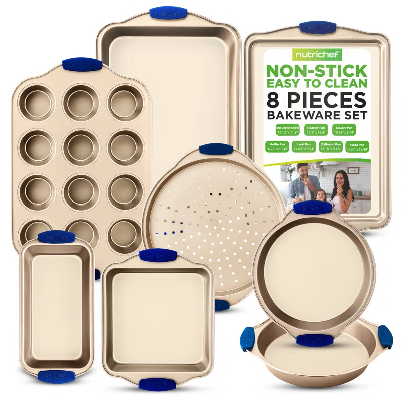 NutriChef Nutrichef 8 Piece Non-Stick Steel Bakeware Set