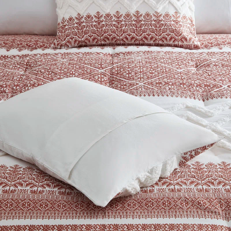 Mila 3 Piece Cotton Comforter Set with Chenille Tufting