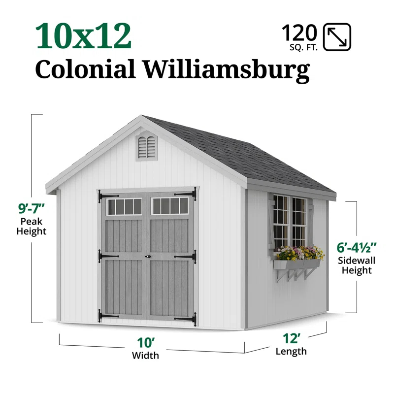 Little Cottage Co. Colonial Williamsburg Outdoor Wood Storage Shed