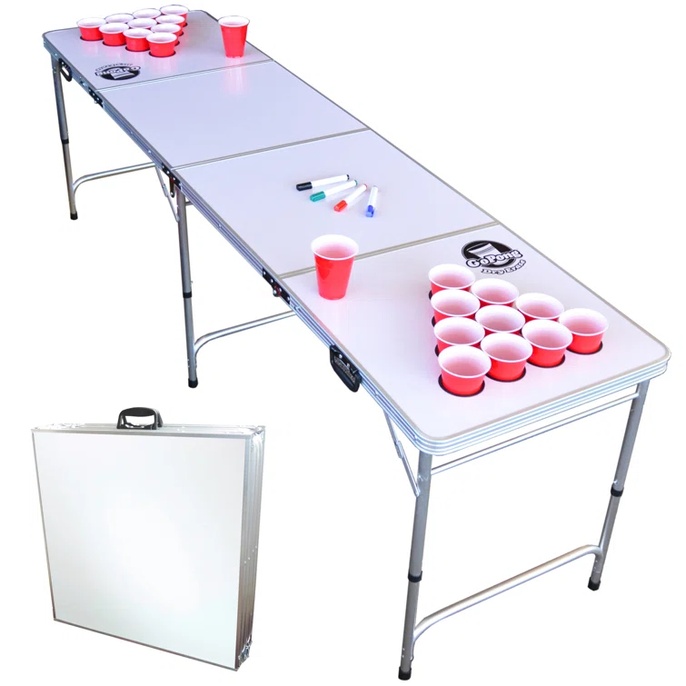 GoPong GoPong 8-Foot Customizable Dry-Erase Beer Pong Set