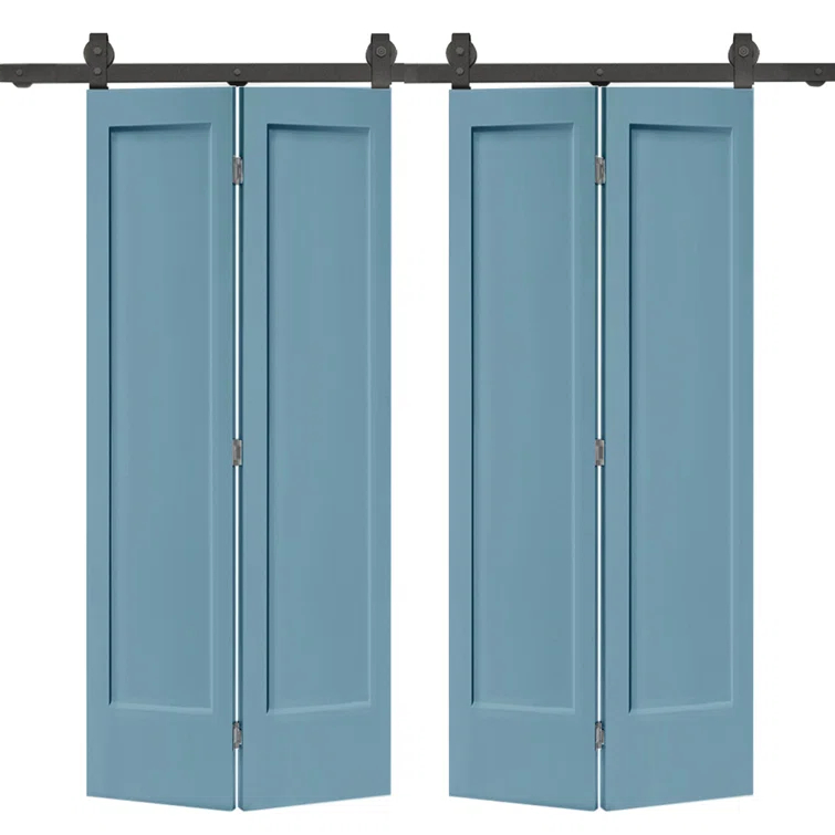 Calhome Paneled MDF Composite Double Bifold Barn Doors with Installation Hardware Kit