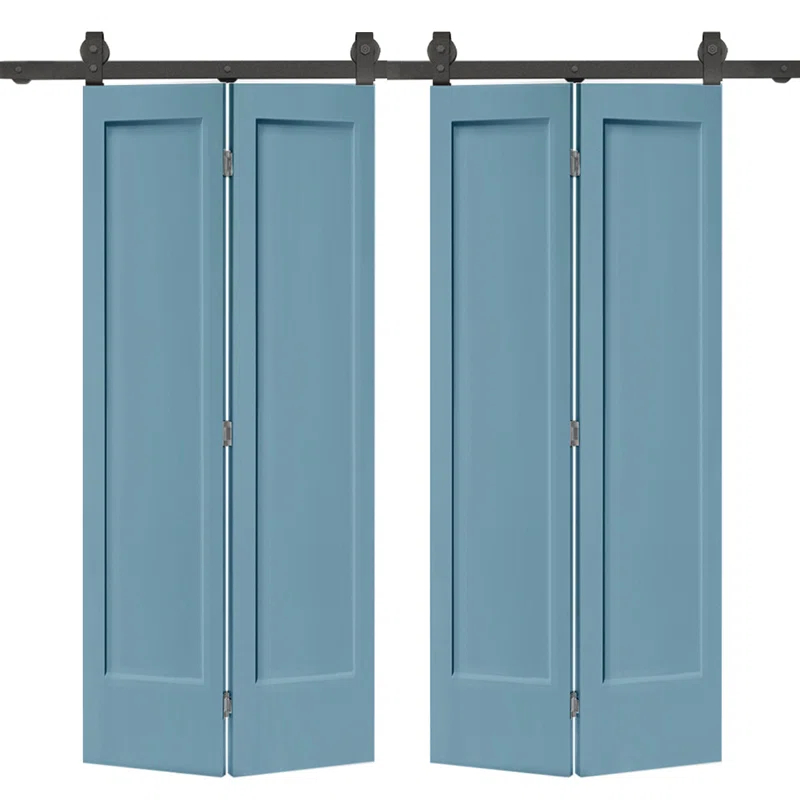 Calhome Paneled MDF Composite Double Bifold Barn Doors with Installation Hardware Kit