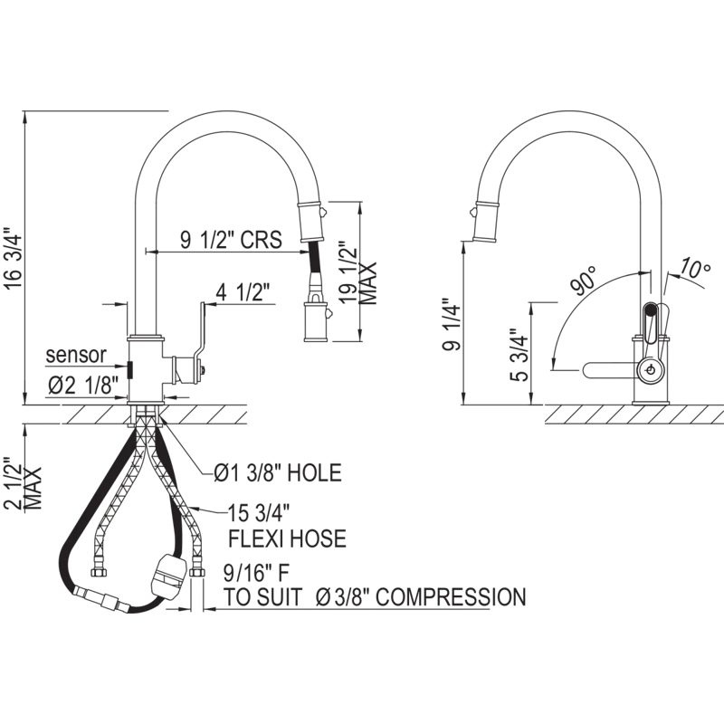 Perrin & Rowe U.4534HT-ULB-2 Armstrong Pull-Down Touchless Kitchen Faucet