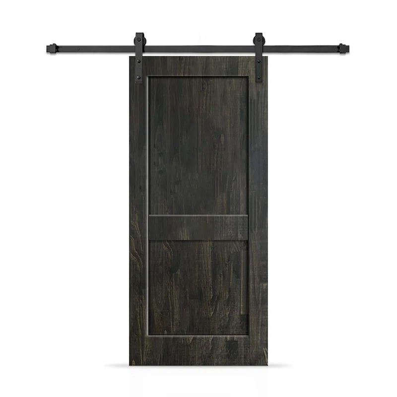 Calhome 2 Panel Shaker Stained Pine Wood Interior Sliding Barn Door with Hardware Kit | Wayfair