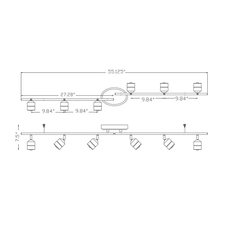 AFX Core 30.25'' 6 -Light Rail Track Kit with Dimmable