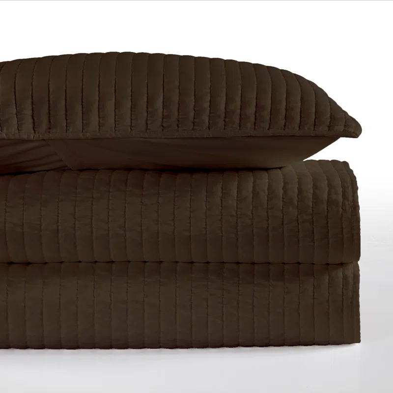 Indigo Hill by HiEnd Accents Satin Channel Silky Satin Design Solid Color Classic Modern Quilt Set