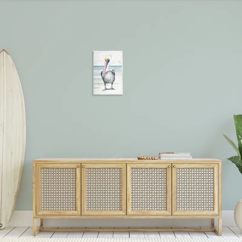 Stupell Industries " Pelican Bird Standing Beach Sand Grain Pattern " by Patricia Pinto