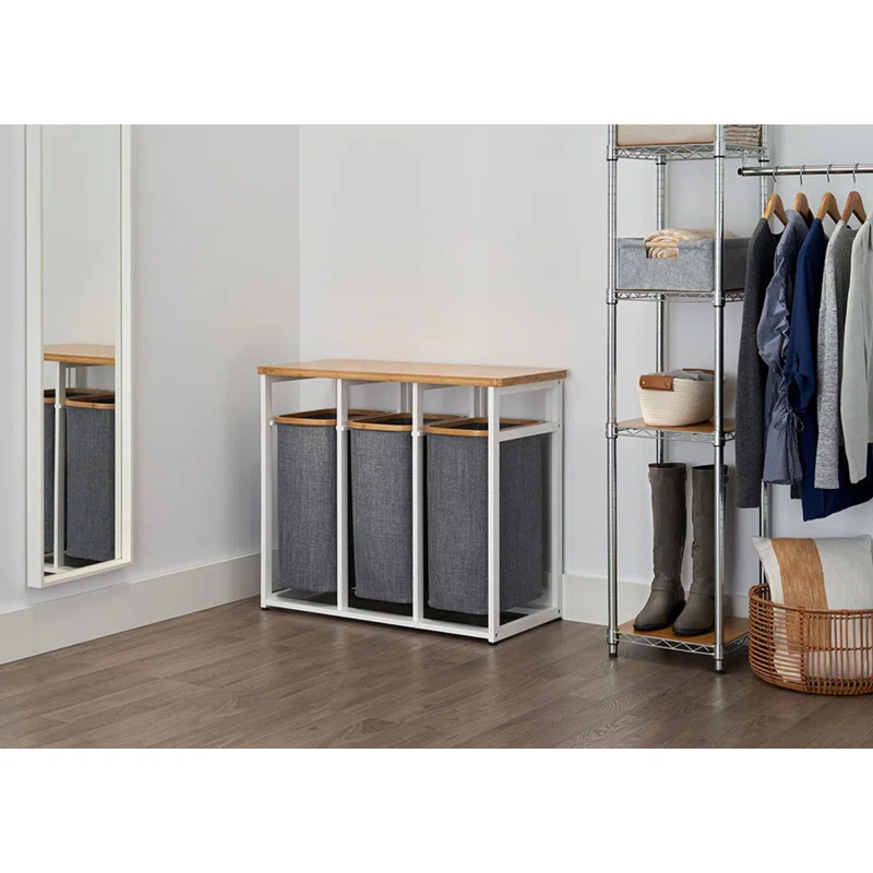 Trinity TRINITY 36 in. H x 30.7 in. H in. x 17.3 in. H Wood (Bamboo) 3-Bag Laundry Sorter