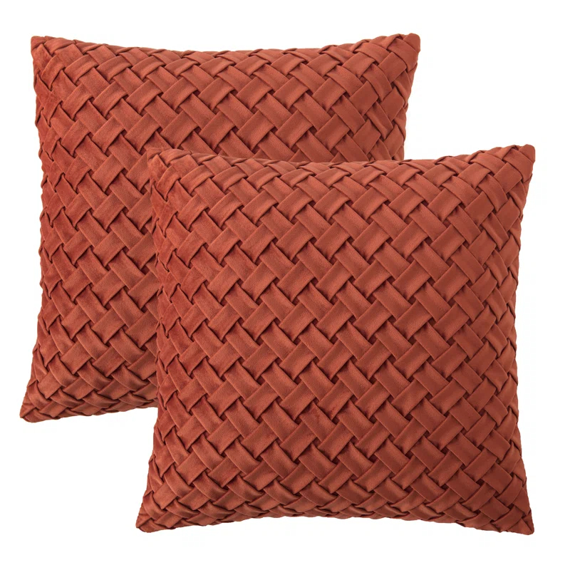Chanasya Chanasya Lattice Textured Velvet Decorative Throw Pillow Cover (Set of 2)