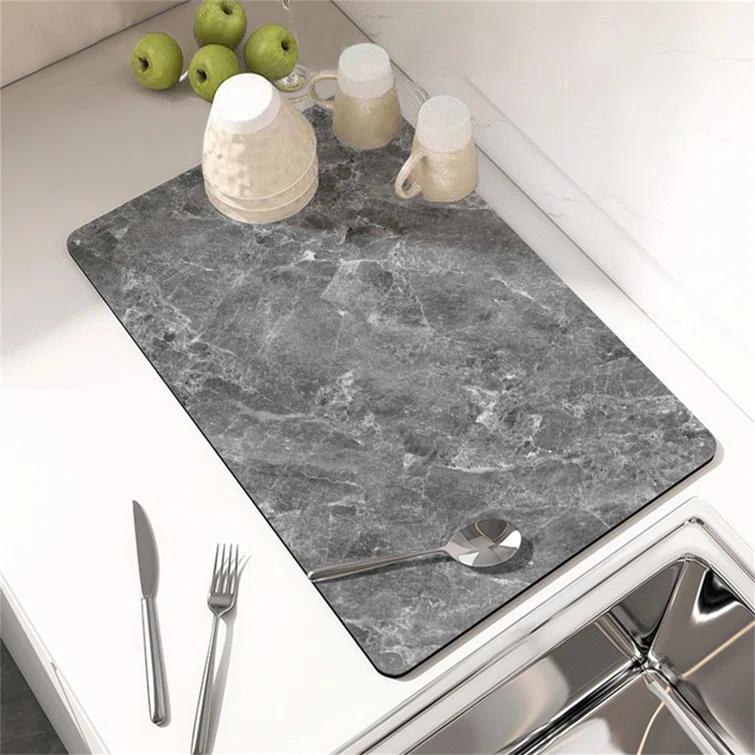 ColourTree Dish Drying Mat Super Absorbent Hide Stain Dish Drying Pad with Non-slip Rubber Backed