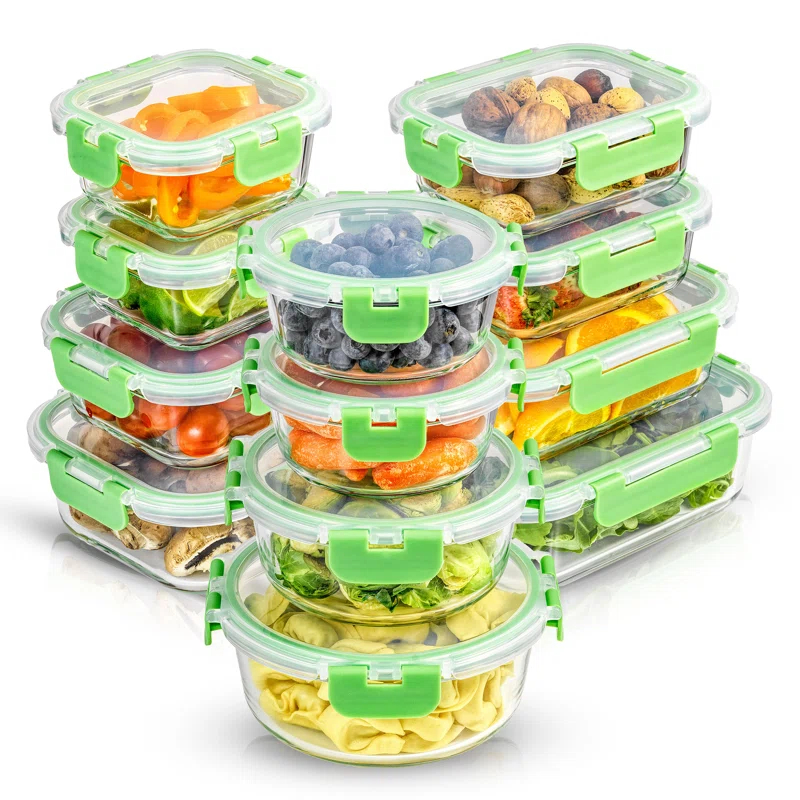 JoyJolt JoyJolt 24-Piece Glass Storage Container Kitchen Food Storage Set with Lids