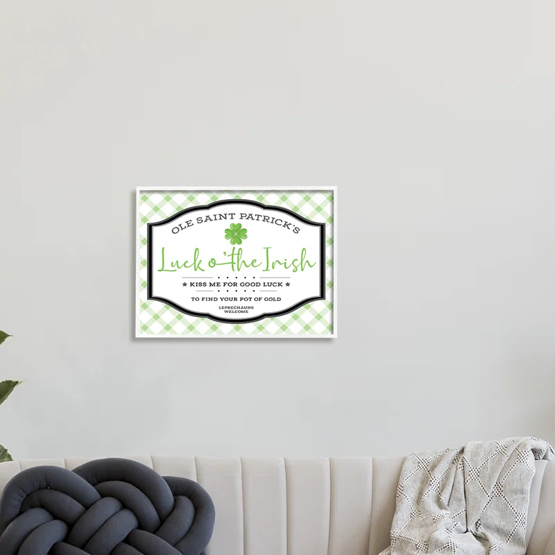 Stupell Industries " Saint Patrick's Luck O'the Irish Sign Green Plaid "