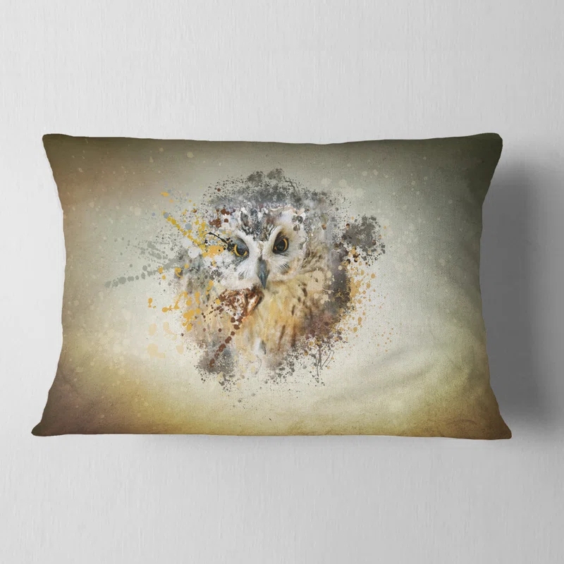Design Art Large Gracing Owl - Animal Printed Throw Pillow