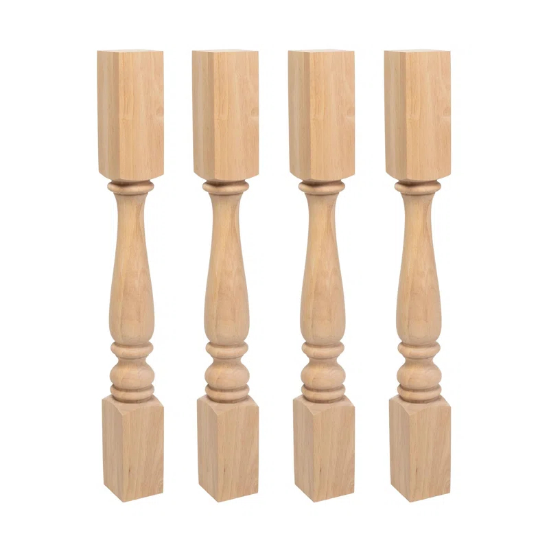 Architectural Products by Outwater L.L.C. Unfinished North American Solid Oak Plain Full Round Kitchen Island Leg (Set of 4)