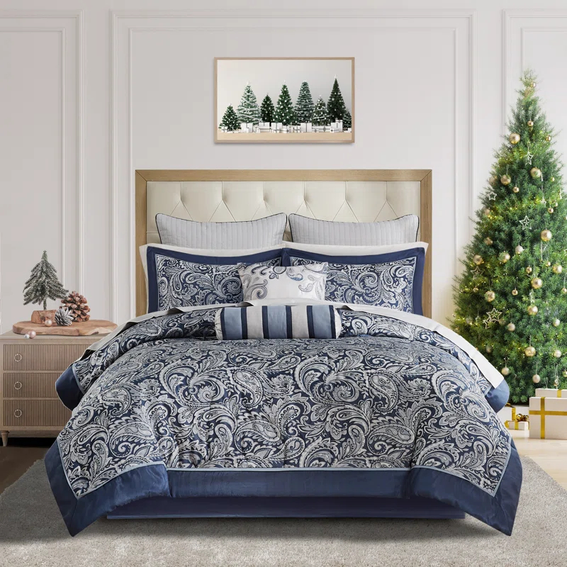 Madison Park Aubrey 12 Piece Comforter Set with Cotton Bed Sheets