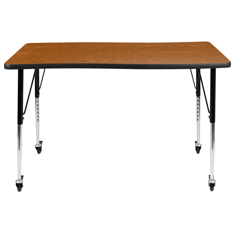Flash Furniture Goddard 28"W x 47.5"L Rectangular Wave Collaborative Grey Adjustable Height Activity Table