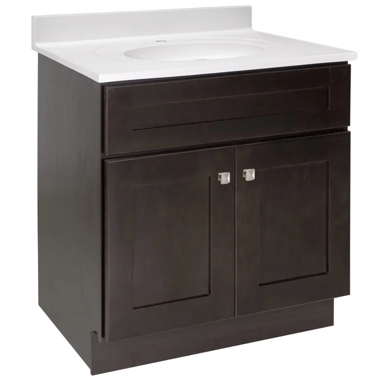 Brookings 30 Inch Bathroom Vanity, Ready to Assemble, Solid Wood, Sherwin Williams – Design House, 587089