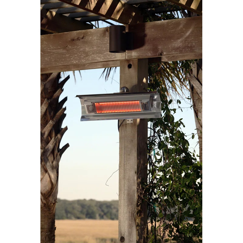 Fire Sense Wall Mounted Infrared Patio Heater 1500W Weatherproof for Indoor Outdoor-Stainless Steel