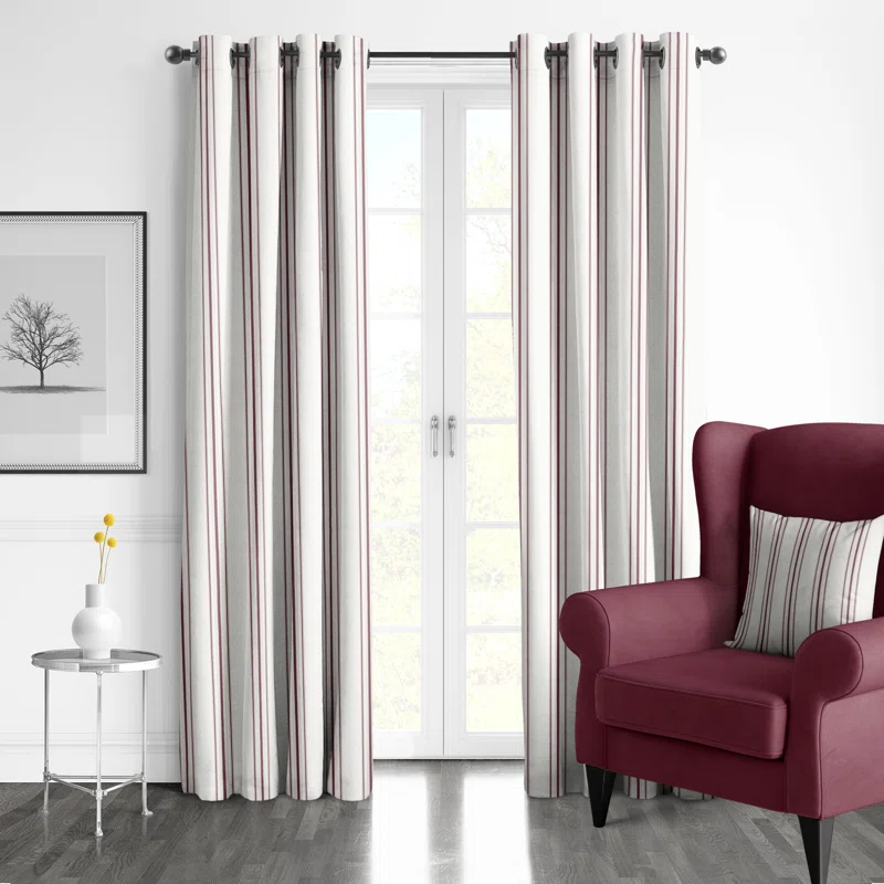 6ix Tailors Fine Linens August Stripe Grommet Drapery Panels - Pair