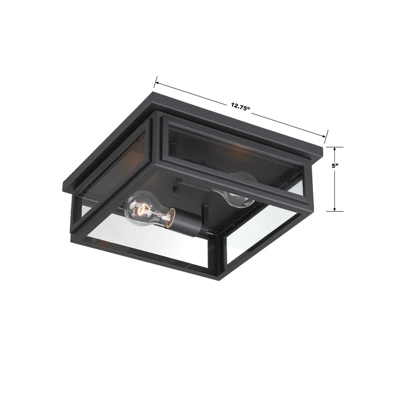 Crystorama Matte Black 2 - Bulb Outdoor Flush Mount