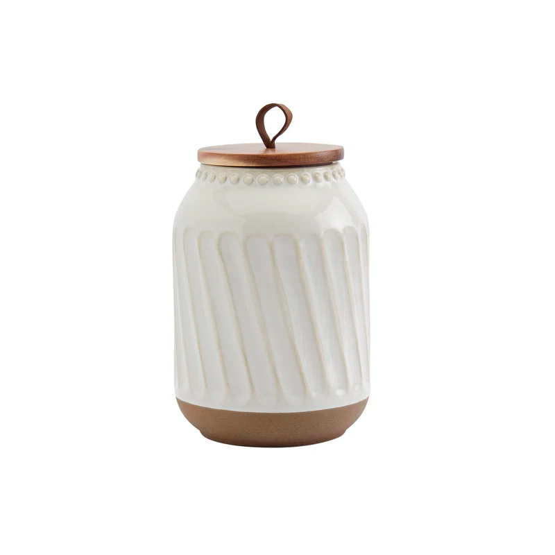 Tabletops Gallery On the Counter 3PC Ziggy Canisters With Acacia Wood Lid